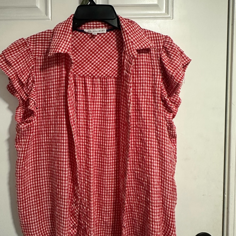 Jane and Delancey Red Checkered Blouse